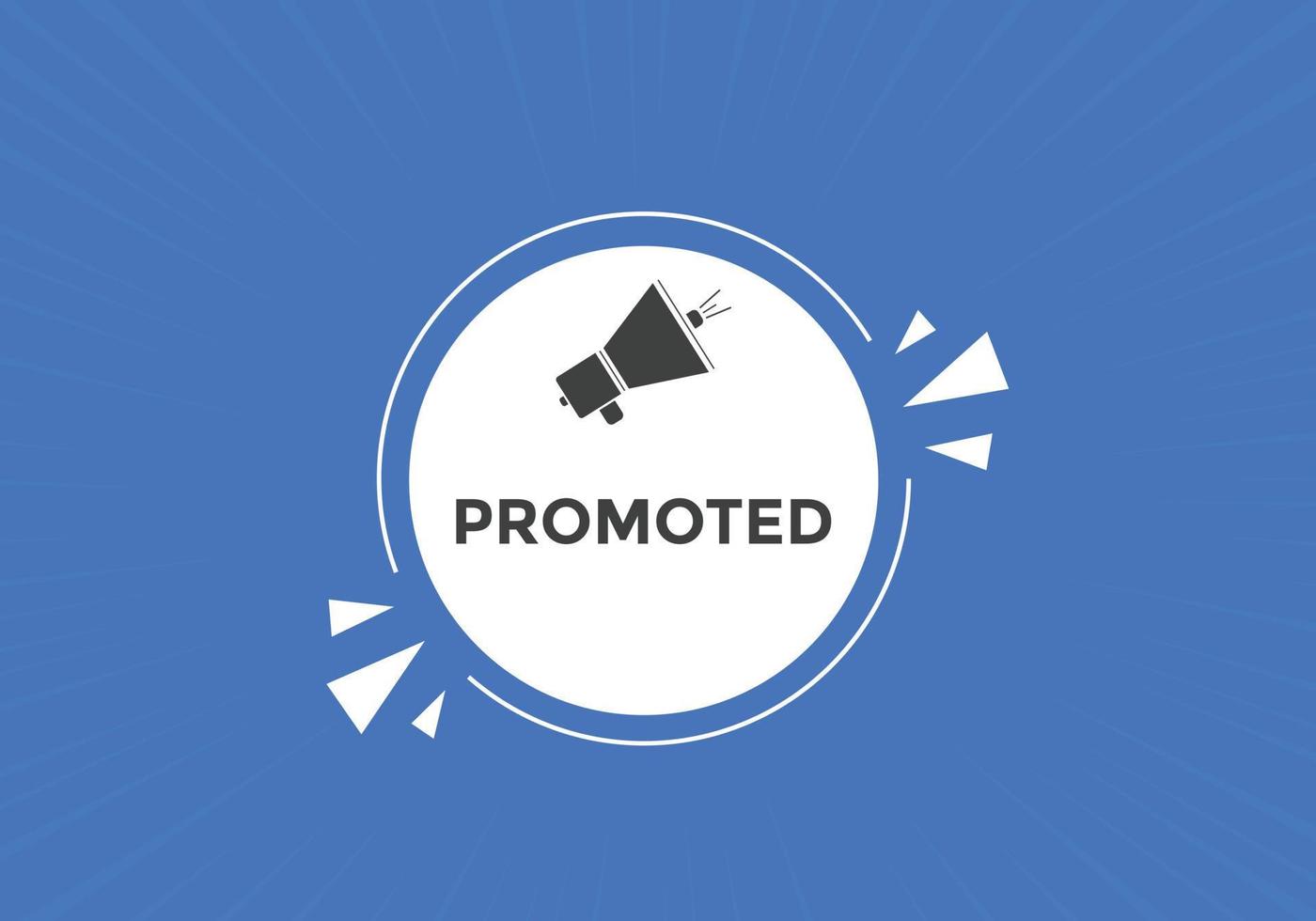 botão promovido. balão de fala. modelo de sinal de etiqueta promovido banner web colorido vetor