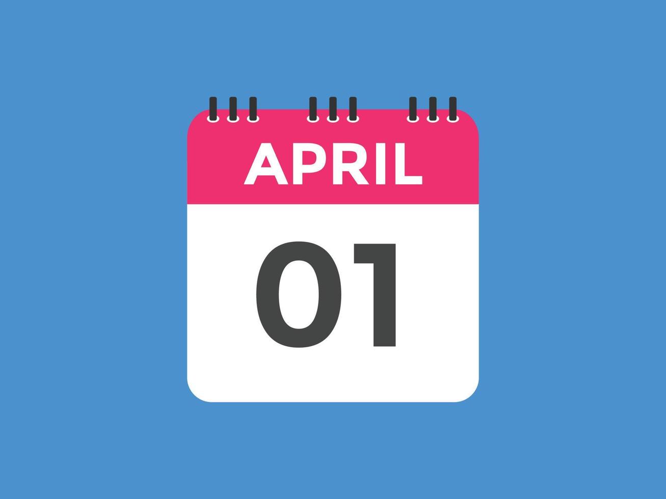 lembrete de calendário de 1º de abril. Modelo de ícone de calendário diário de 1º de abril. modelo de design de ícone de 1º de abril de calendário. ilustração vetorial vetor