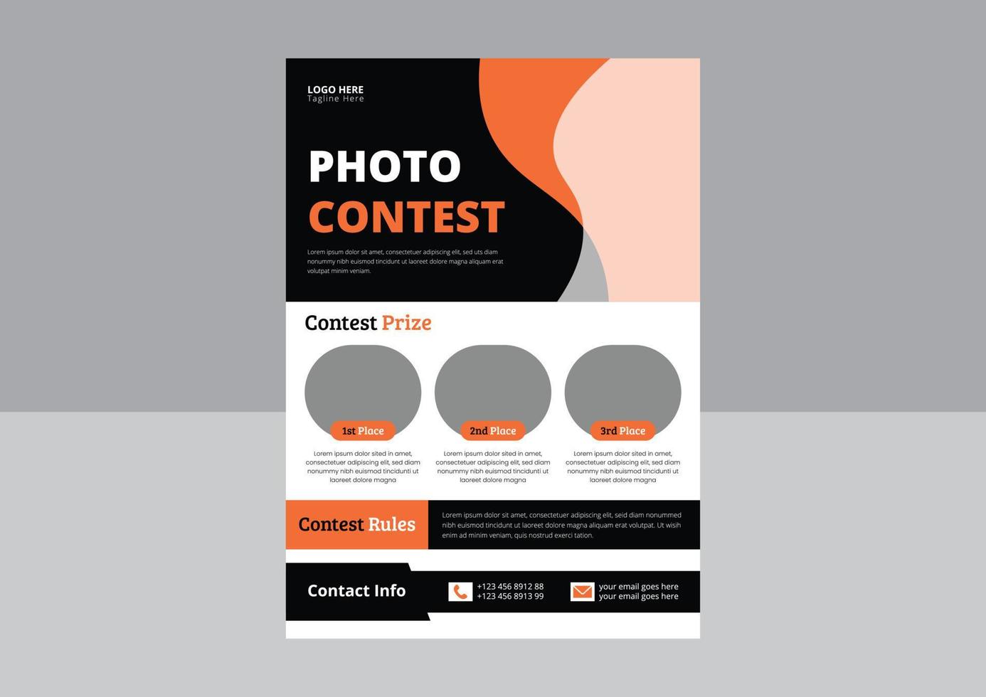 modelo de folheto de concurso de fotos. design de folheto de concurso de fotografia. design de folheto de pôster de serviços de drone. capa, design de folheto vetor