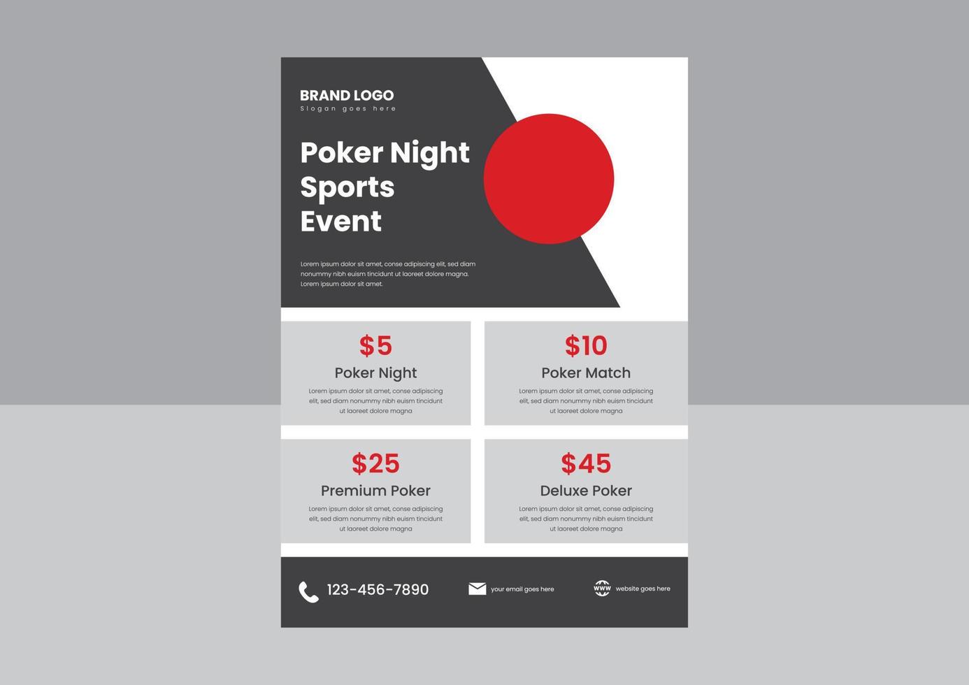 modelo de design de cartaz de panfleto de evento esportivo de noite de poker. seja o design de cartaz do panfleto da noite do pôquer. vetor