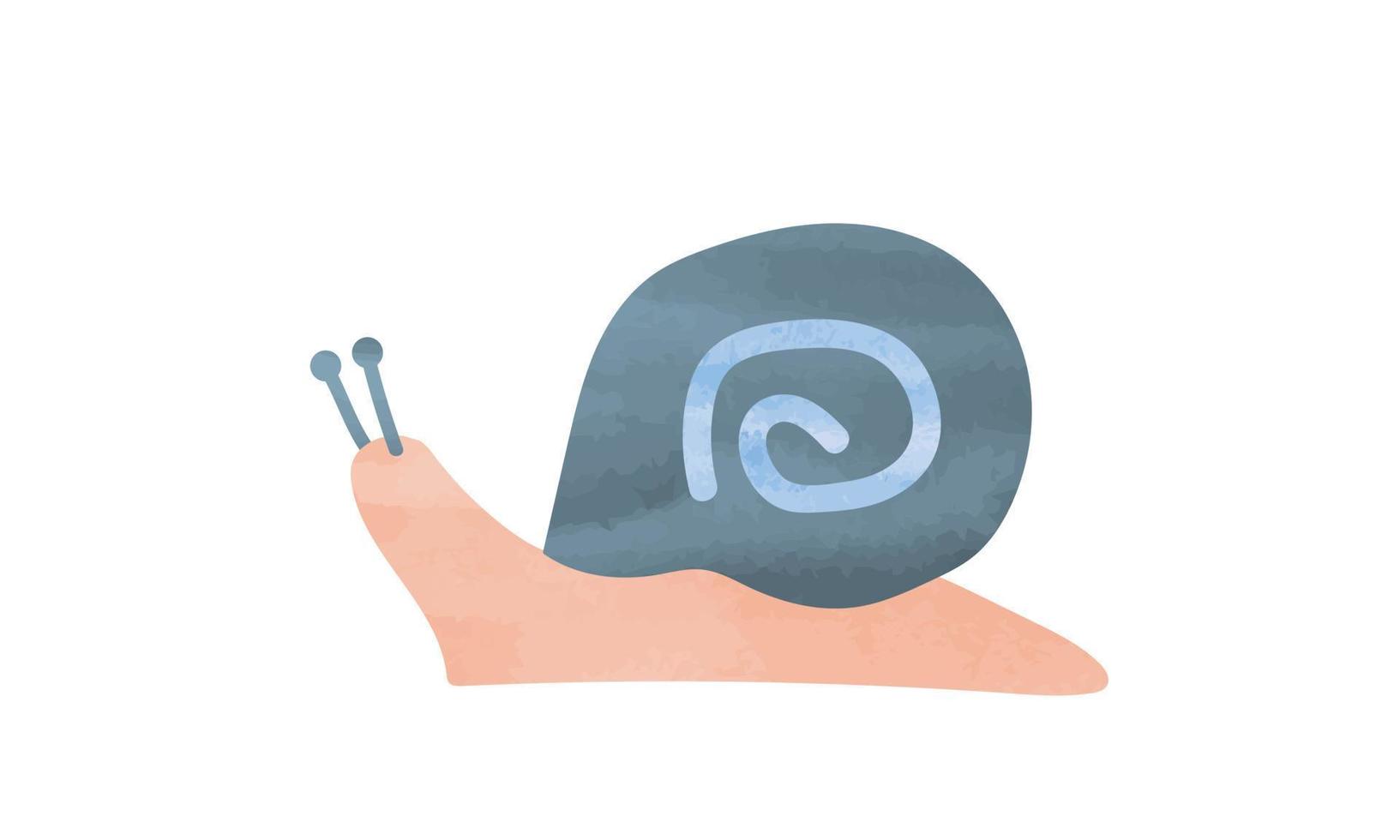 ilustração em aquarela de caracol bonito isolada no fundo branco. clipart de caracol, aquarela simples desenhada à mão. desenho de vetor de estilo de desenho animado de caracol doodle. desenho minimalista de caracol