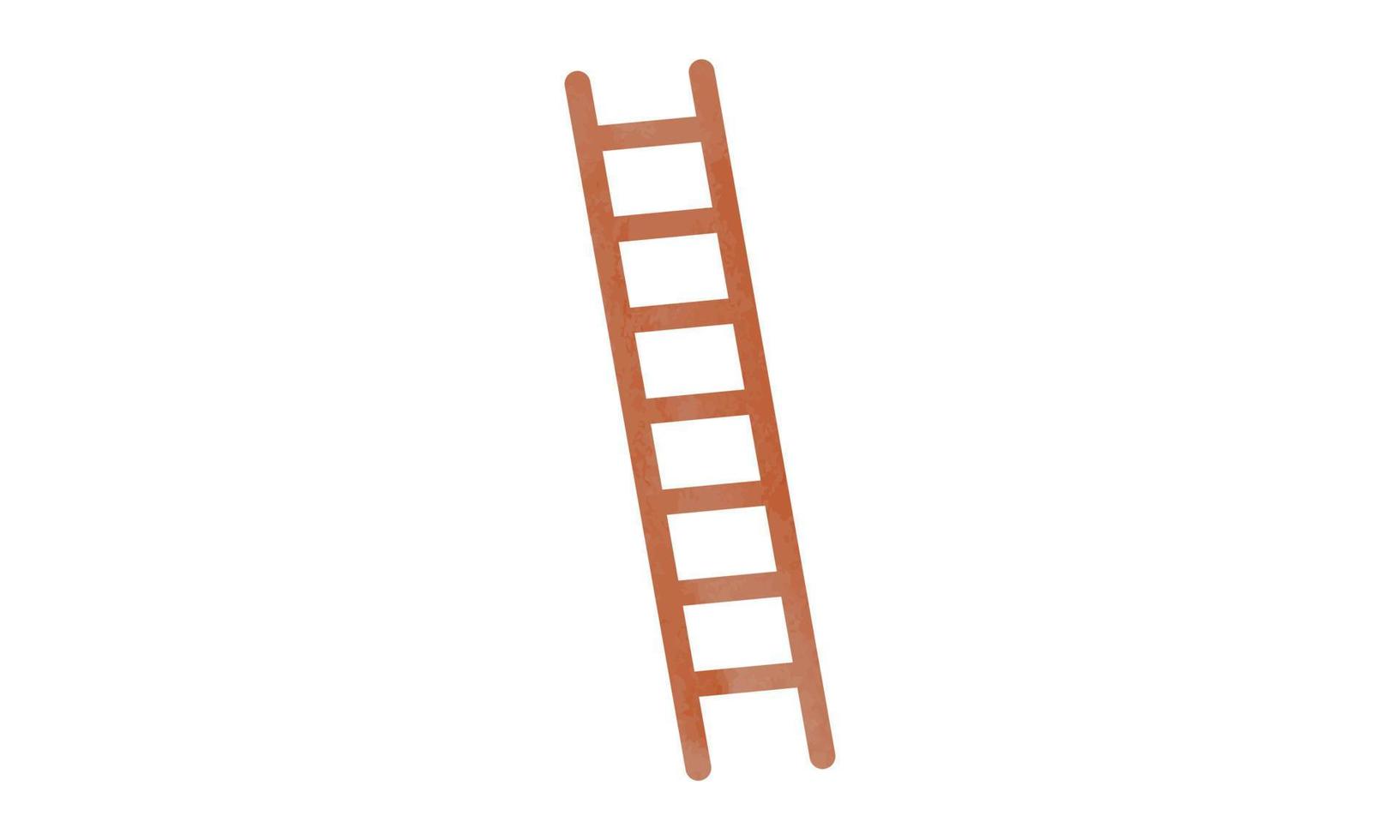 ilustração em vetor estilo aquarela simples escada reta de madeira isolada no fundo branco. estilo de desenho animado de clipart de escada reta. escada desenhada à mão. símbolo de escada de processo e crescimento