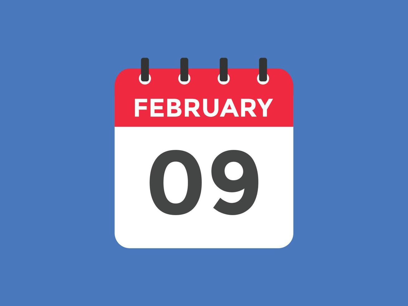 lembrete de calendário de 9 de fevereiro. 9 de fevereiro modelo de ícone de calendário diário. modelo de design de ícone de calendário 9 de fevereiro. ilustração vetorial vetor