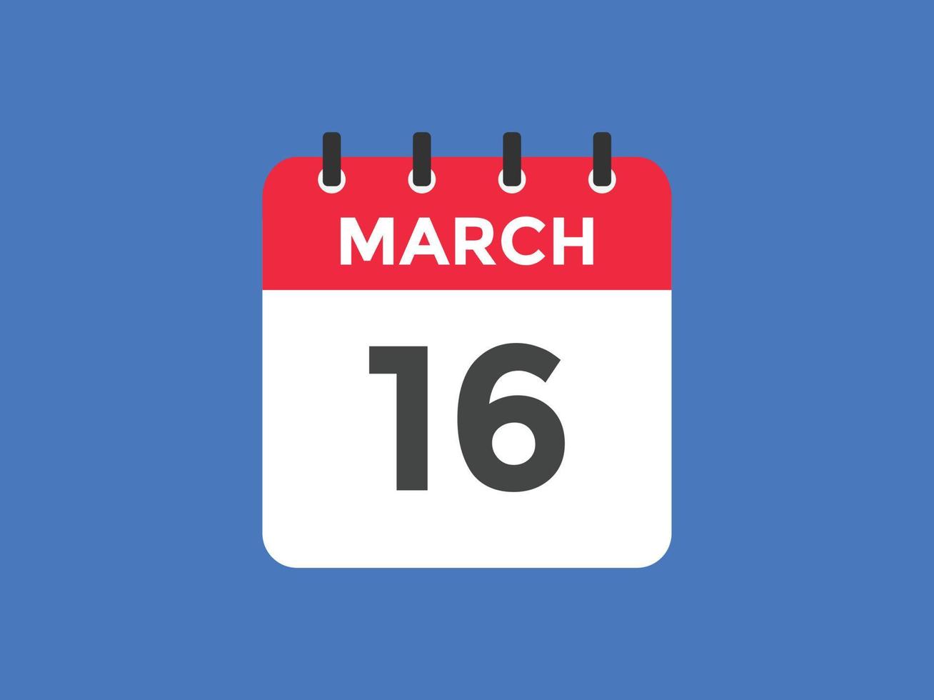 16 de março lembrete de calendário. 16 de março modelo de ícone de calendário diário. modelo de design de ícone de calendário 16 de março. ilustração vetorial vetor