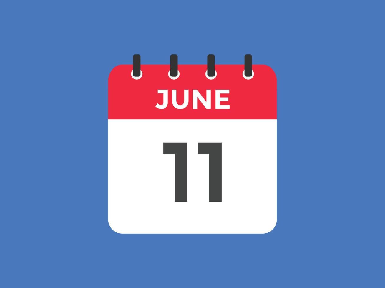 lembrete de calendário de 11 de junho. Modelo de ícone de calendário diário de 11 de junho. modelo de design de ícone de 11 de junho de calendário. ilustração vetorial vetor
