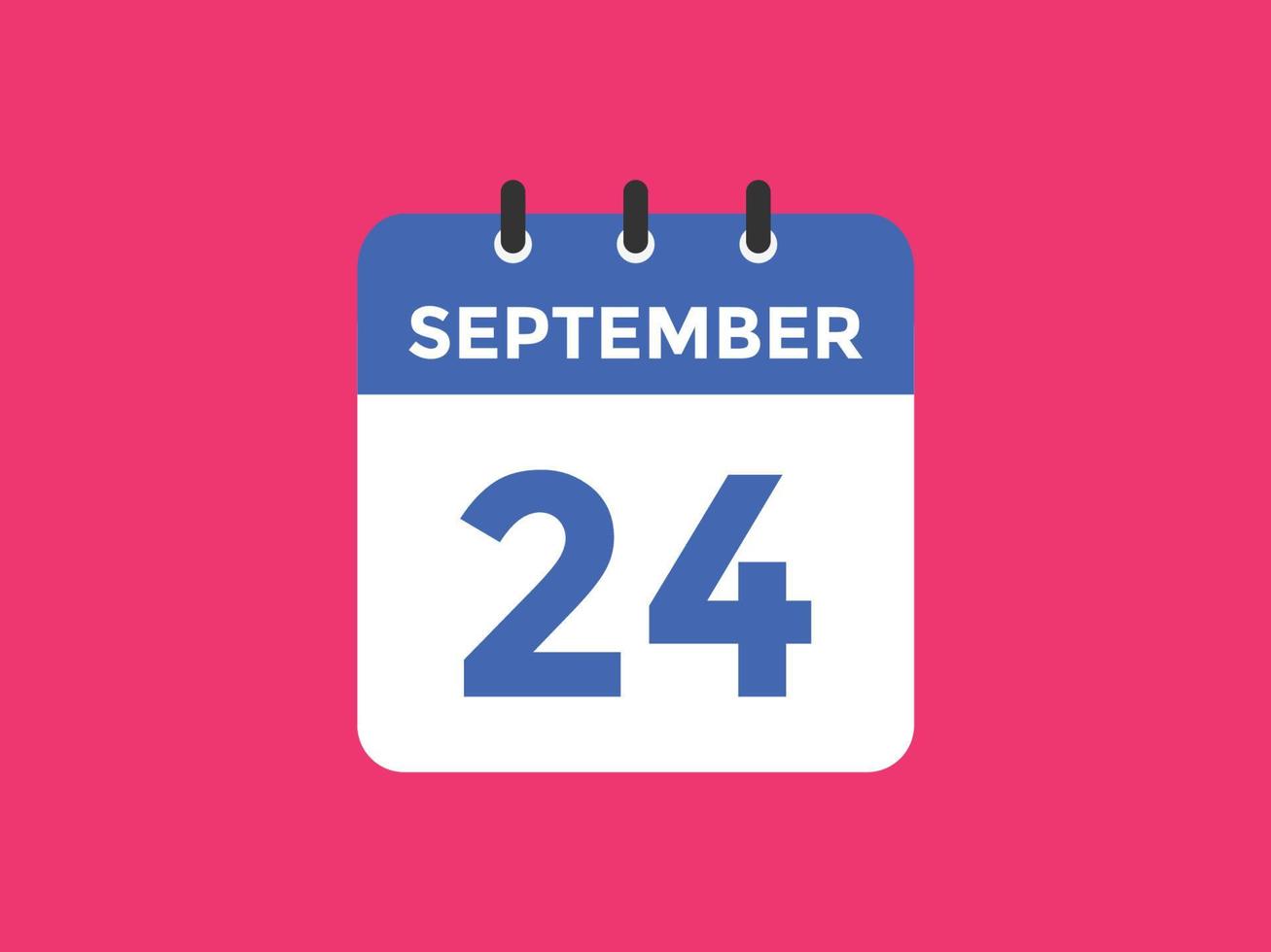 lembrete de calendário de 24 de setembro. 24 de setembro modelo de ícone de calendário diário. modelo de design de ícone de calendário 24 de setembro. ilustração vetorial vetor