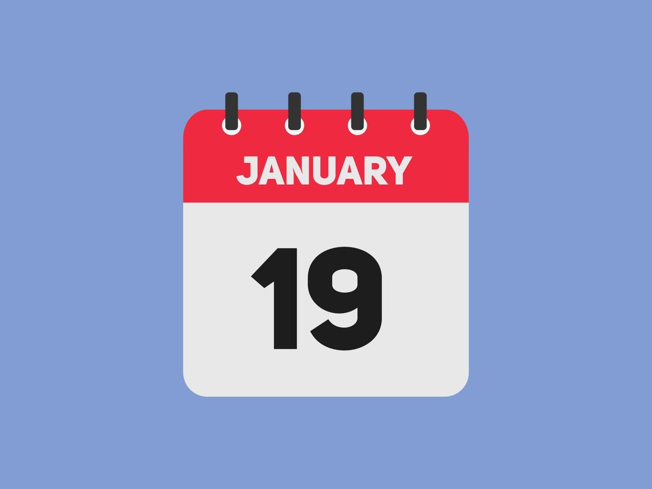 lembrete de calendário de 19 de janeiro. Modelo de ícone de calendário diário de 19 de janeiro. modelo de design de ícone de 19 de janeiro de calendário. ilustração vetorial vetor