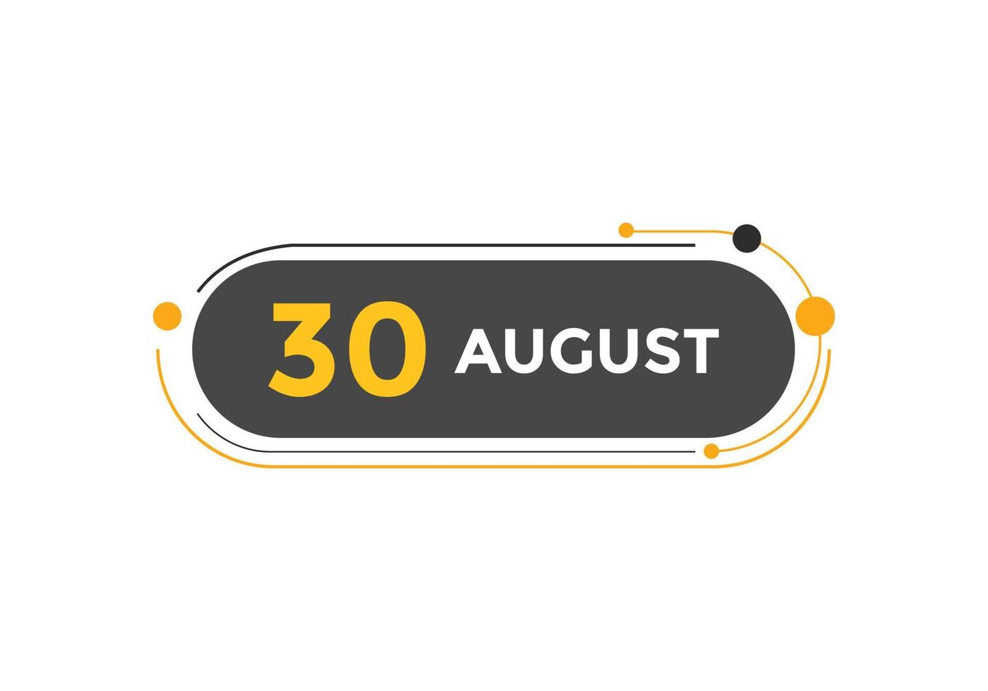 lembrete de calendário de 30 de agosto. 30 de agosto modelo de ícone de calendário diário. modelo de design de ícone de calendário 30 de agosto. ilustração vetorial vetor