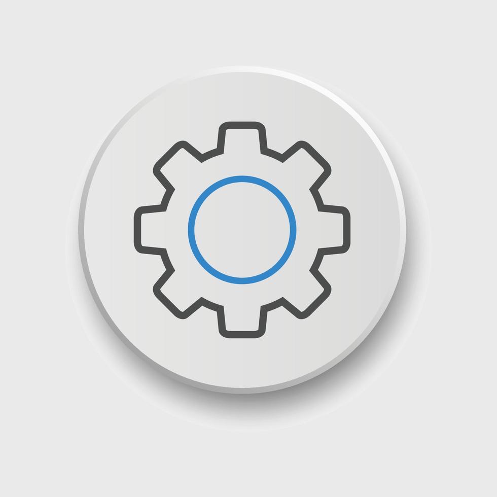 ícone de configuração para aplicativos ou interface web com botão. conjunto de configurações, engrenagem, vetor de ícone de engrenagem com botão. assine configuração de estilo simples ou engrenagem com botão