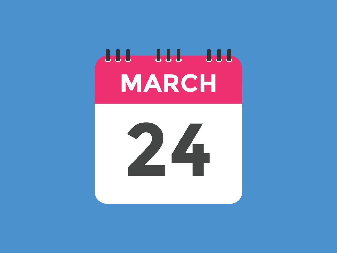 24 de março lembrete de calendário. 24 de março modelo de ícone de calendário diário. modelo de design de ícone de calendário 24 de março. ilustração vetorial vetor