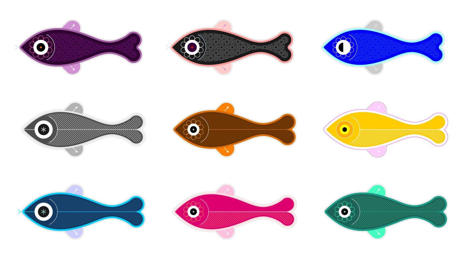 conjunto de ícones de peixe vetor