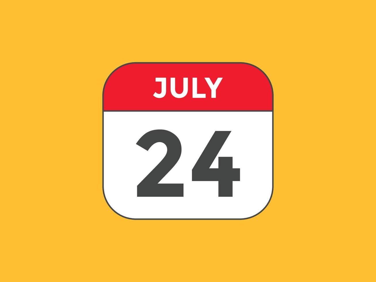 lembrete de calendário de 24 de julho. Modelo de ícone de calendário diário de 24 de julho. modelo de design de ícone de calendário 24 de julho. ilustração vetorial vetor