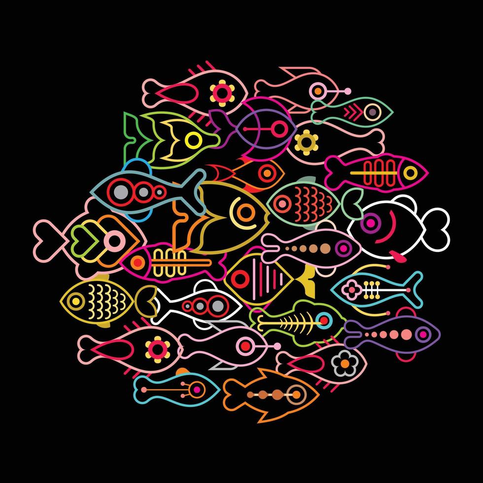 peixe neon design vetor