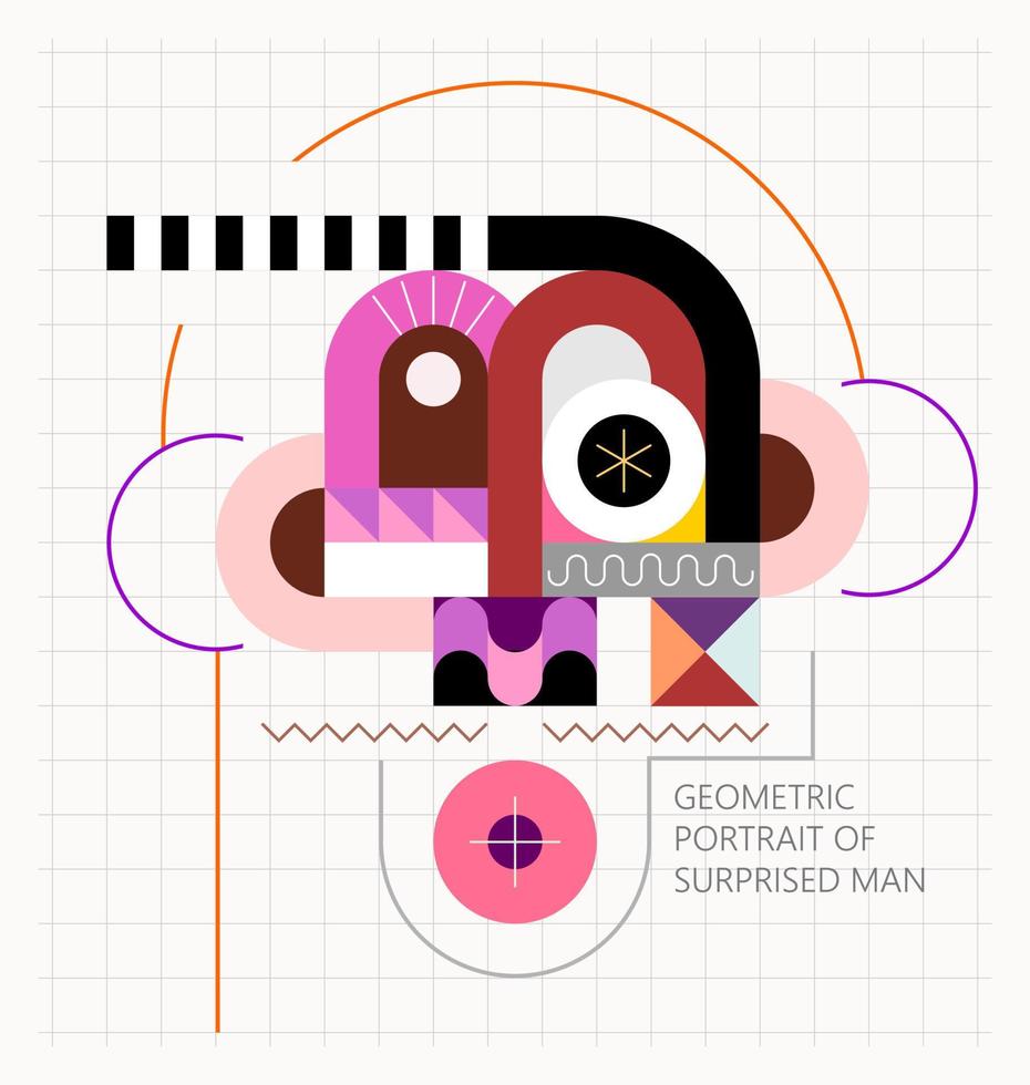 retrato geométrico de homem surpreso vetor