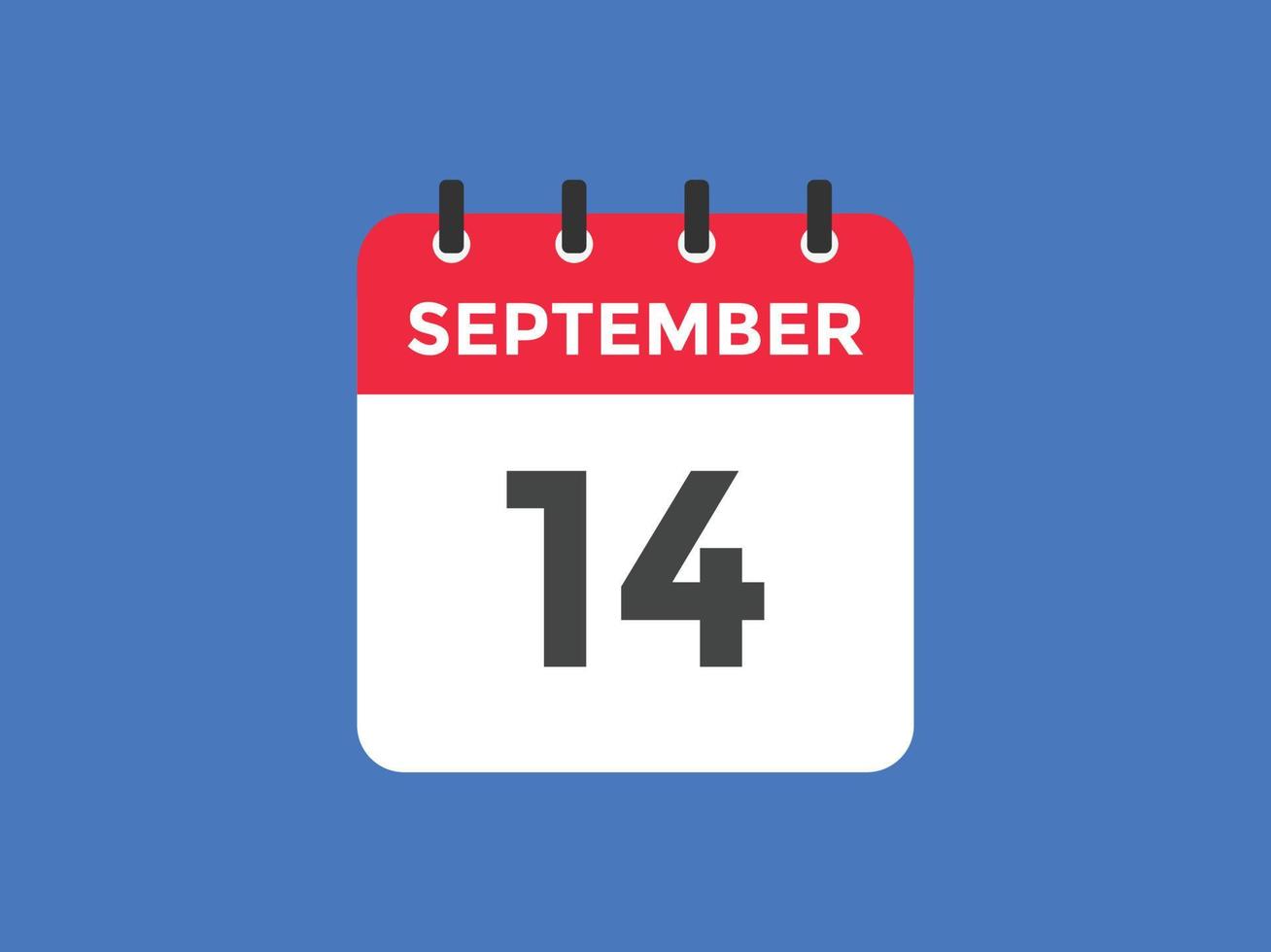 lembrete de calendário de 14 de setembro. 14 de setembro modelo de ícone de calendário diário. modelo de design de ícone do calendário 14 de setembro. ilustração vetorial vetor