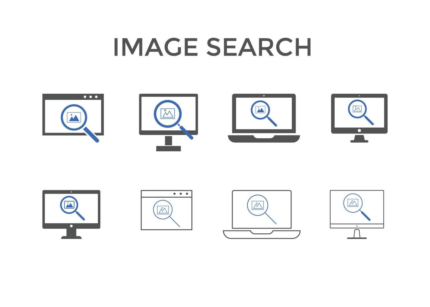 conjunto de ilustração vetorial de ícone de imagem de pesquisa. imagem, ícone da câmera vetor