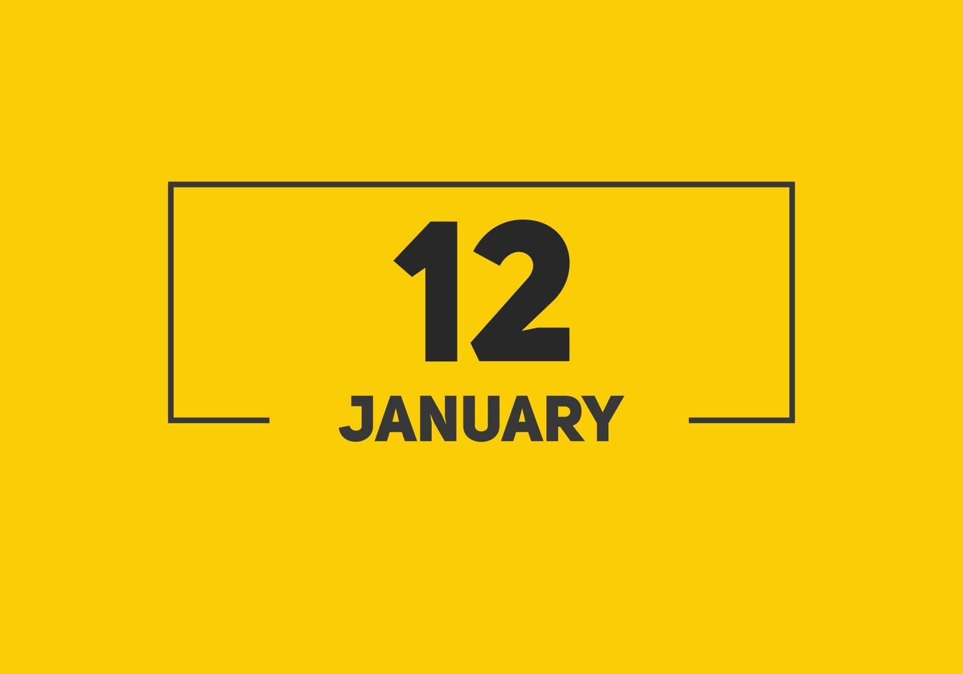 lembrete de calendário de 12 de janeiro. Modelo de ícone de calendário diário de 12 de janeiro. modelo de design de ícone de 12 de janeiro de calendário. ilustração vetorial vetor