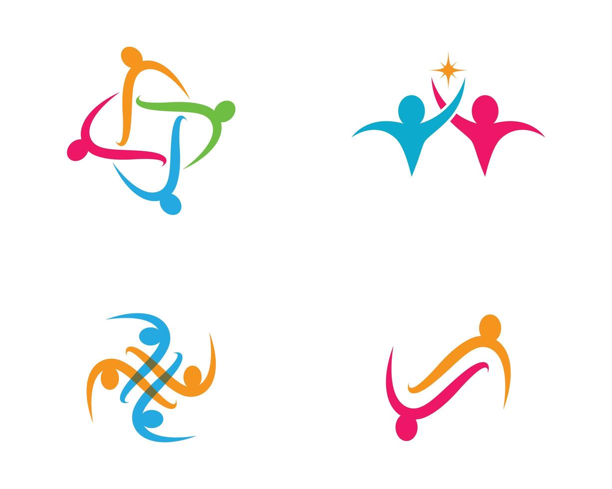 conjunto de logotipo ícone colorido comunidade vetor