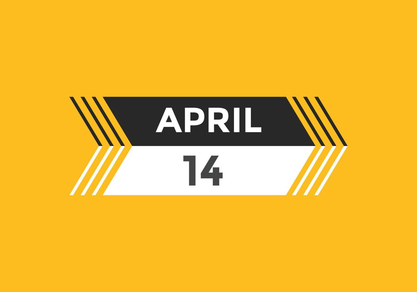 lembrete de calendário de 14 de abril. Modelo de ícone de calendário diário de 14 de abril. modelo de design de ícone de calendário 14 de abril. ilustração vetorial vetor