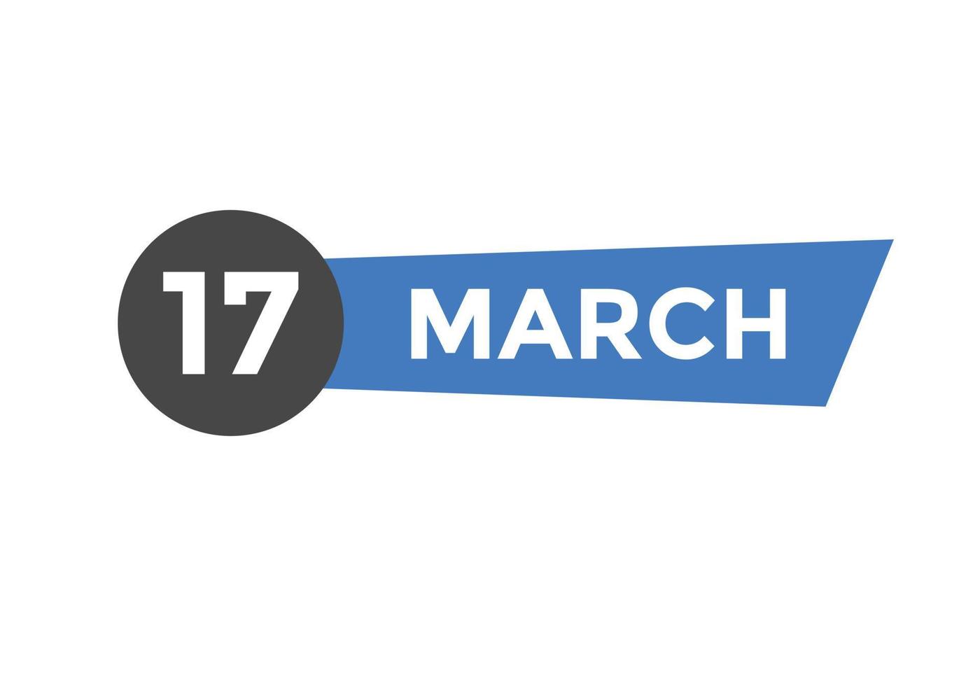 17 de março lembrete de calendário. 17 de março modelo de ícone de calendário diário. modelo de design de ícone de calendário 17 de março. ilustração vetorial vetor