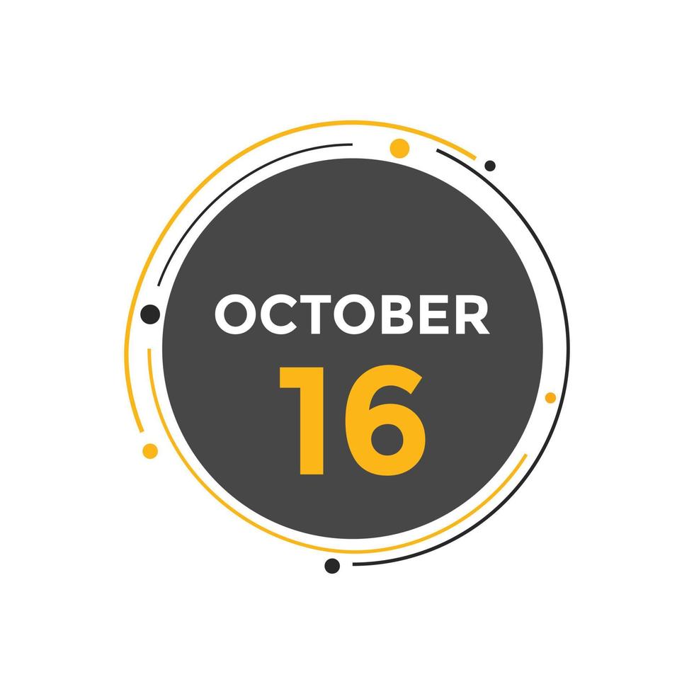 lembrete de calendário de 16 de outubro. 16 de outubro modelo de ícone de calendário diário. modelo de design de ícone de calendário 16 de outubro. ilustração vetorial vetor