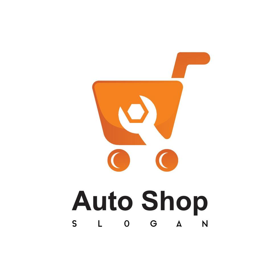 modelo de design de logotipo de loja automotiva. desenho vetorial de sacola de compras. vetor