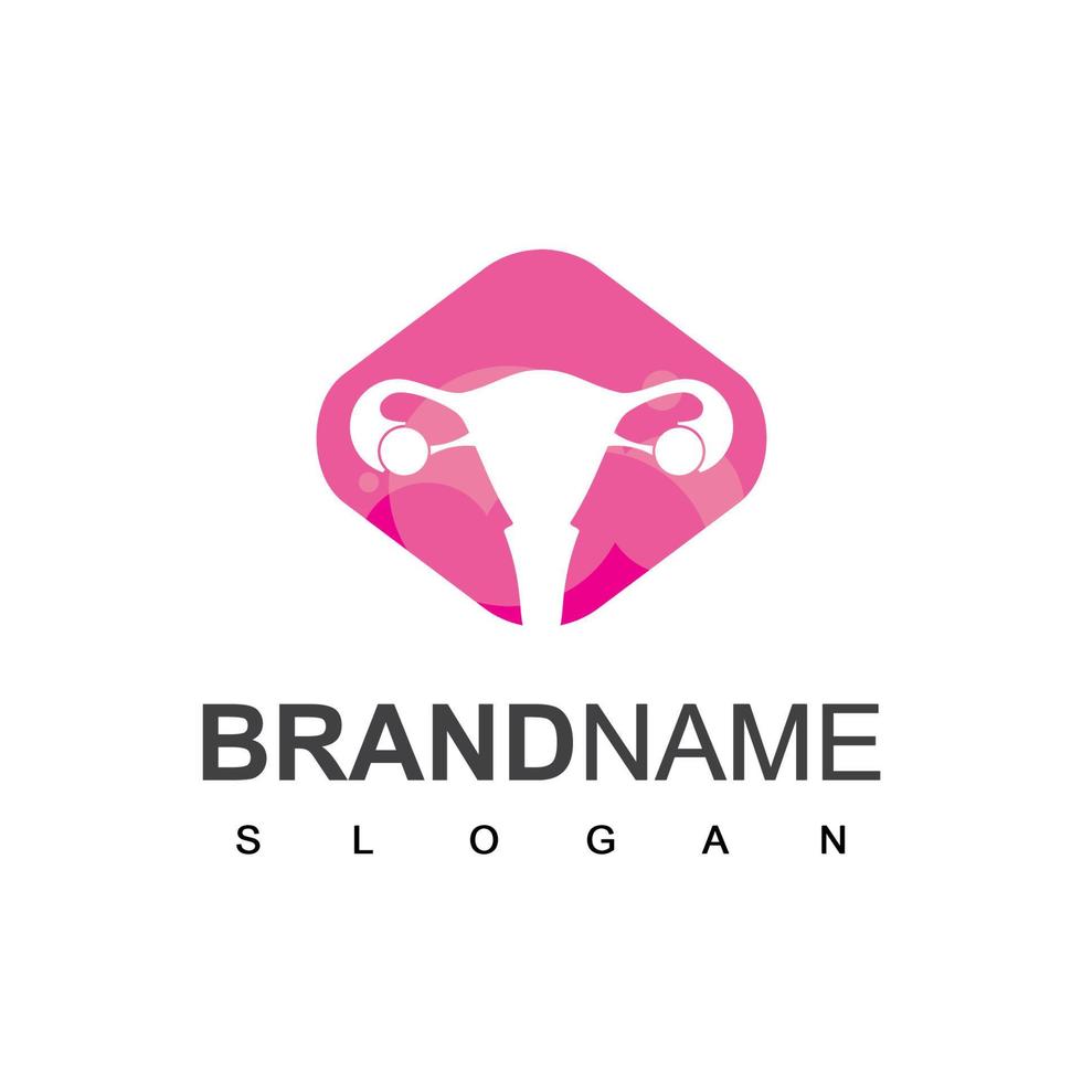 vetor de design de logotipo de ginecologia com símbolo do colo do útero