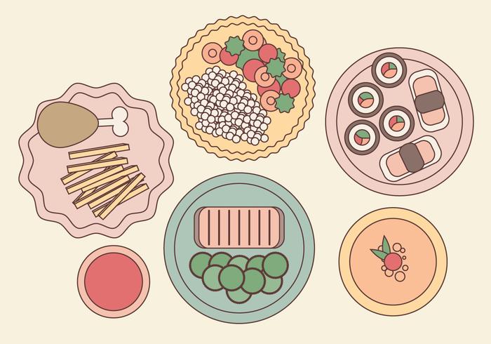 Ilustração de comida banhada a vetor