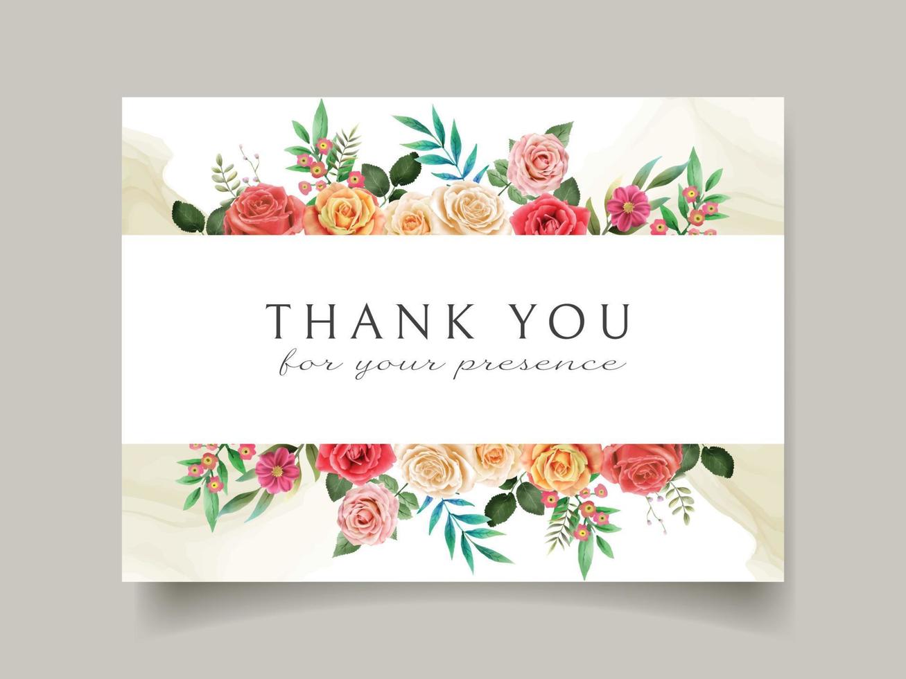 modelo de cartão de convite de casamento com design de rosas vermelhas vetor