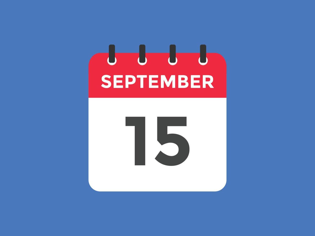 lembrete de calendário de 15 de setembro. 15 de setembro modelo de ícone de calendário diário. modelo de design de ícone do calendário 15 de setembro. ilustração vetorial vetor