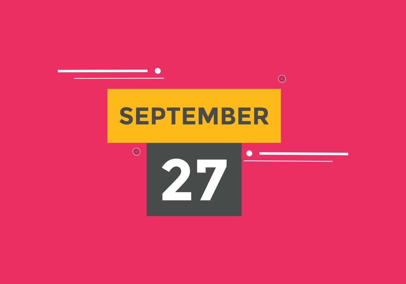 lembrete de calendário de 27 de setembro. 27 de setembro modelo de ícone de calendário diário. modelo de design de ícone de calendário 27 de setembro. ilustração vetorial vetor