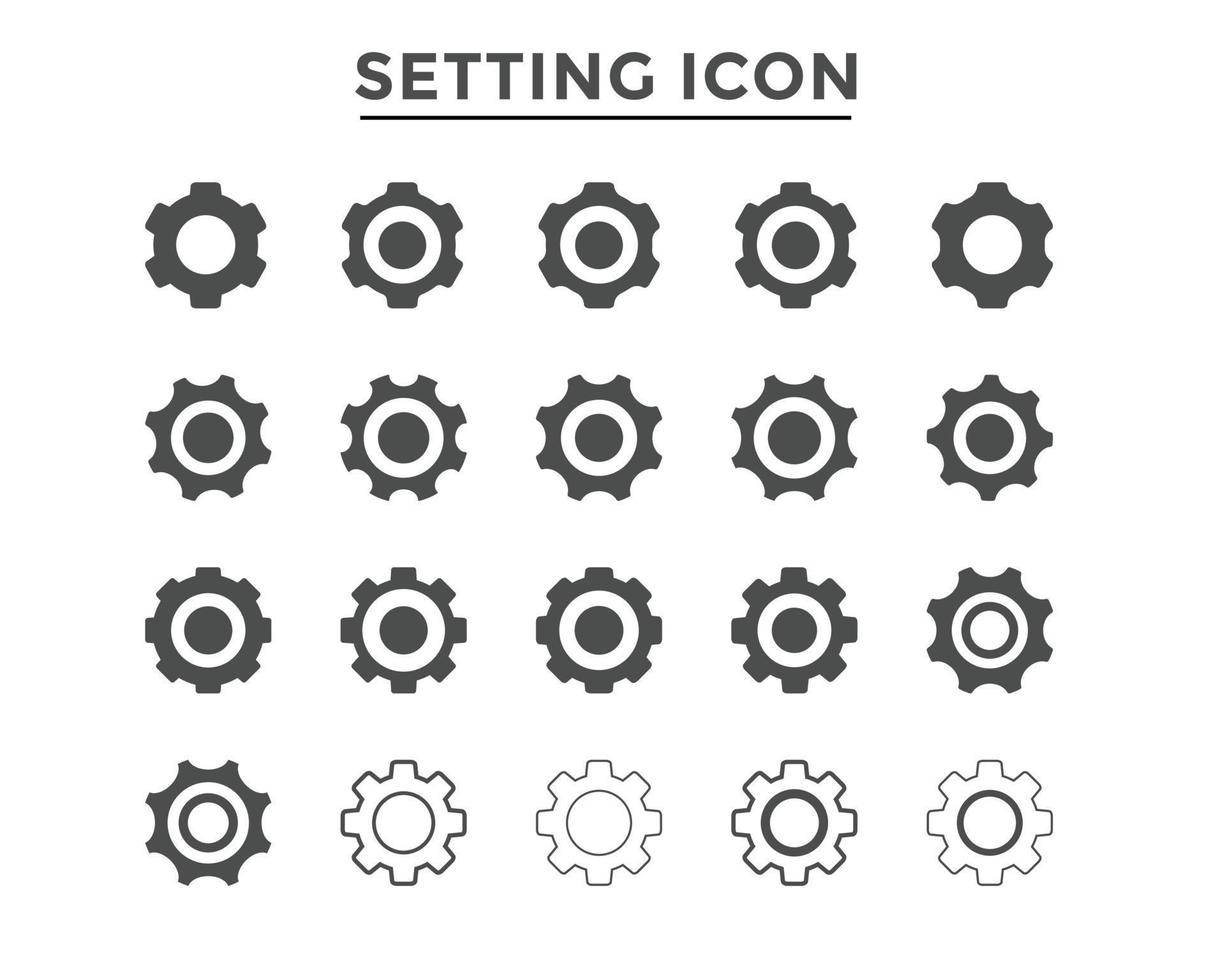 conjunto de configuração de cor de gradiente de ícone para aplicativos ou interface web com botão. conjunto de configurações, engrenagem, vetor de ícone de engrenagem com botão. configuração ou equipamento de estilo plano de sinal