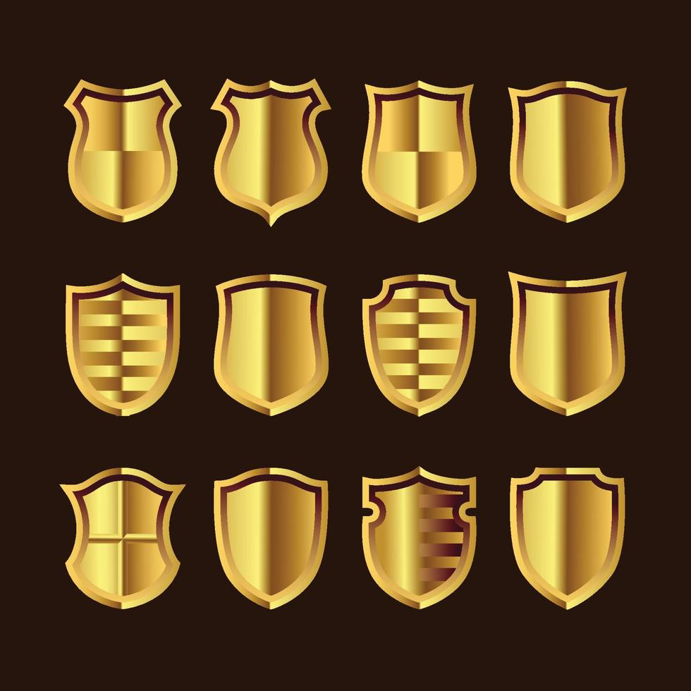 coleção de ícones de ouro do escudo vetor