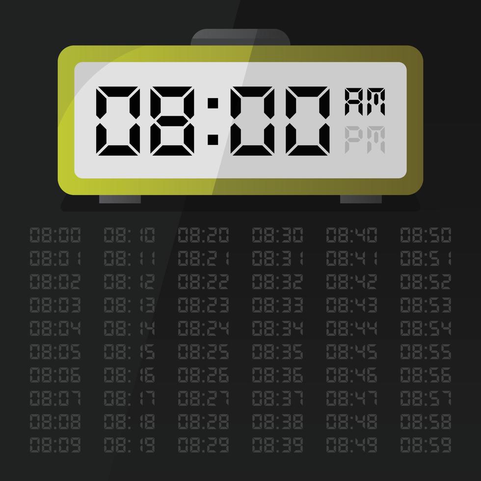 relógio digital exibindo 8 horas com número digital definido eps 10 vetor grátis