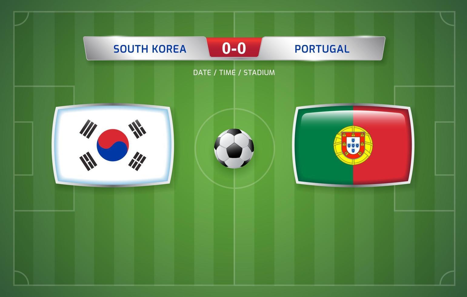 modelo de jogo de futebol coreia do sul vs portugal, copa do mundo da fifa  no catar 2022 11400389 Vetor no Vecteezy