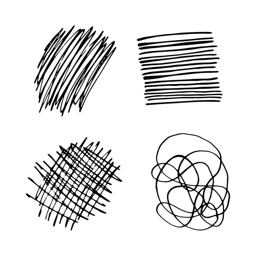 conjunto de formas abstratas caóticas para design de emblemas, cartazes, adesivos, redes sociais. ilustração desenhada à mão moderna em estilo doodle vetor