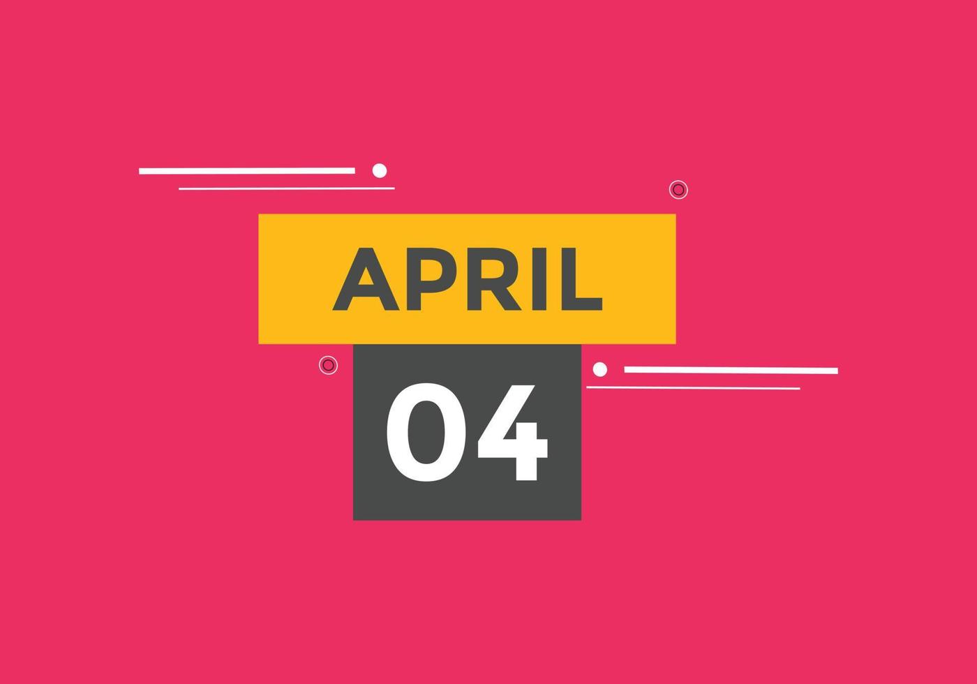 lembrete de calendário de 4 de abril. 4 de abril modelo de ícone de calendário diário. modelo de design de ícone de 4 de abril de calendário. ilustração vetorial vetor