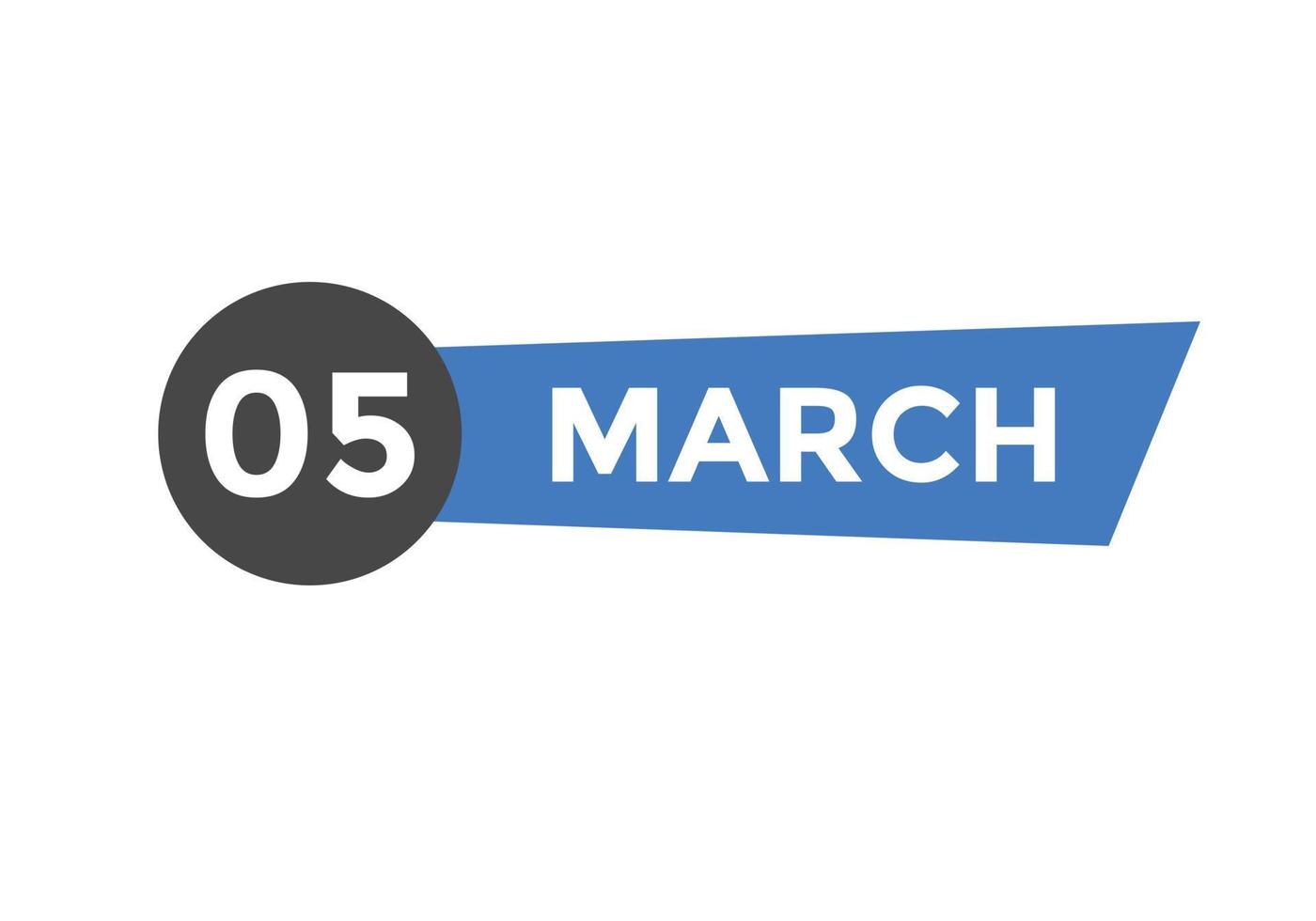lembrete de calendário de 5 de março. 5 de março modelo de ícone de calendário diário. modelo de design de ícone de calendário 5 de março. ilustração vetorial vetor