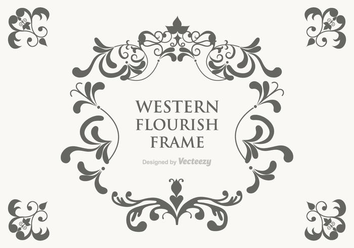 Vetor livre quadro western flourish