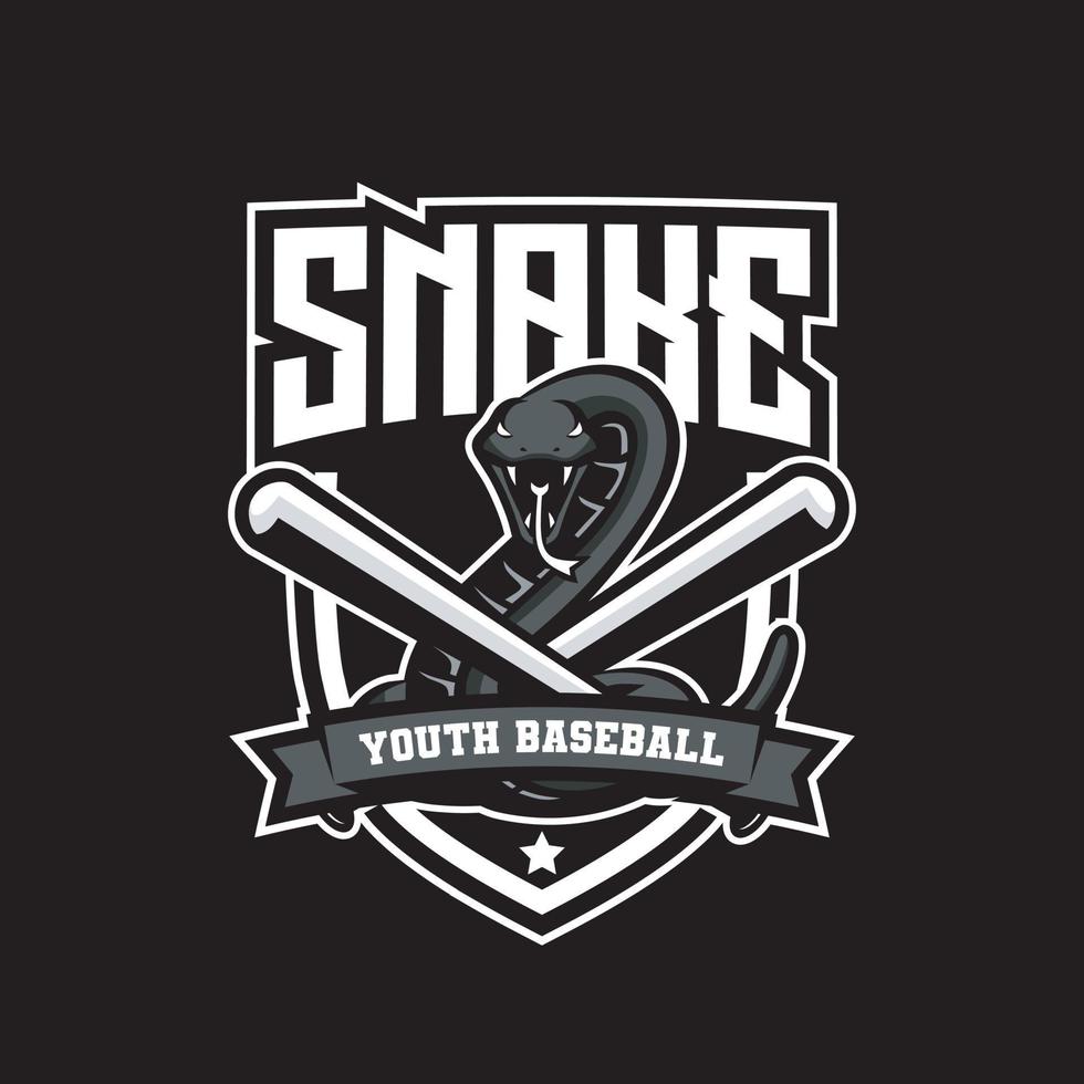 design de logotipo de beisebol de mascote de cobra vetor