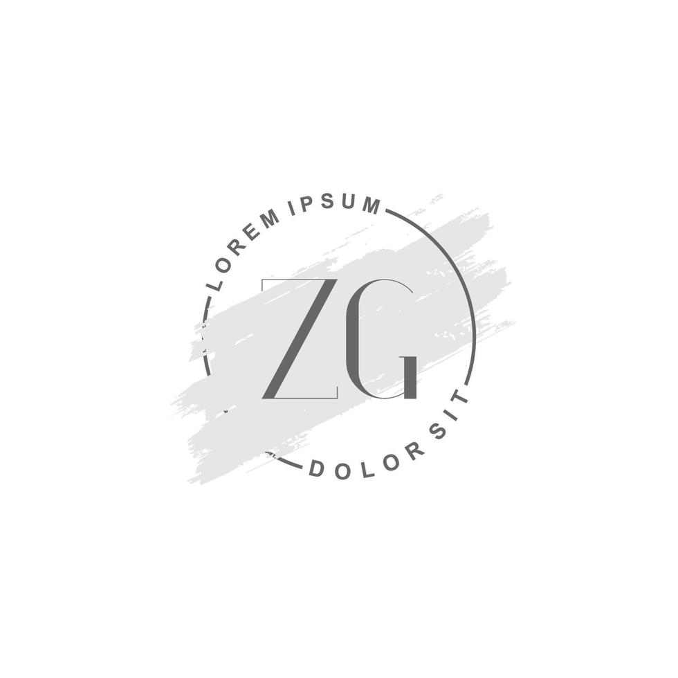 logotipo minimalista inicial zg com pincel, logotipo inicial para assinatura, casamento, moda. vetor