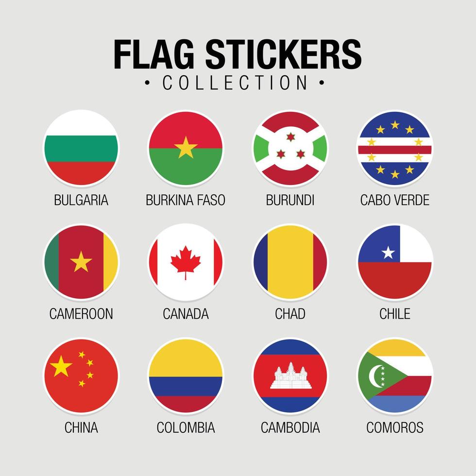 bandeiras nacionais do mundo adesivos com nomes vetor