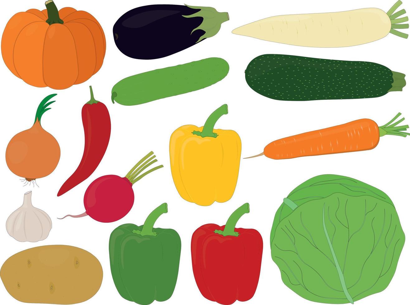 vários legumes colheita ilustração vetorial de coleção vetor