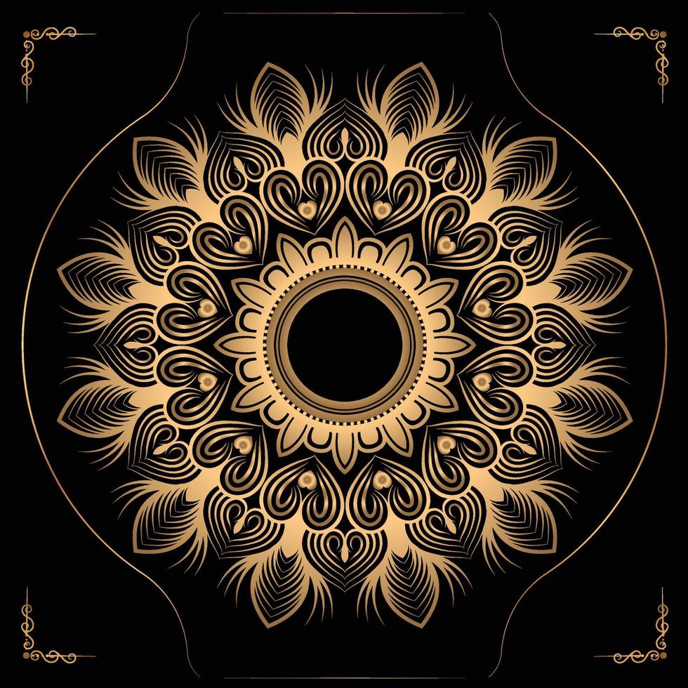 Fundo de design de mandala ornamental de luxo em vetor de cor ouro