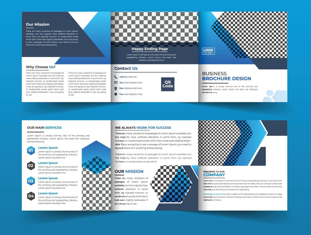 brochura de três dobras quadrada de negócios corporativos modernos com modelo de forma criativa vetor