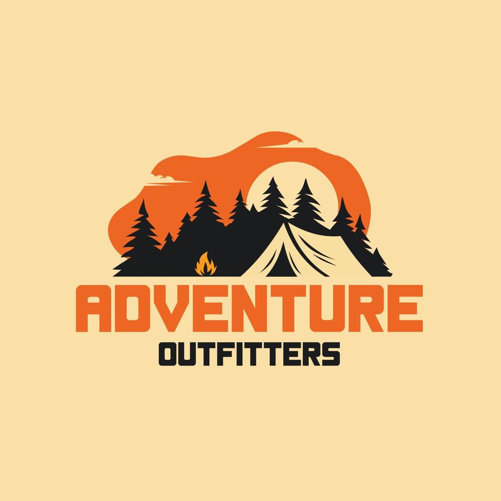 vetor de logotipo de fornecedores de aventura. negócios relacionados à aventura ao ar livre da floresta pronta
