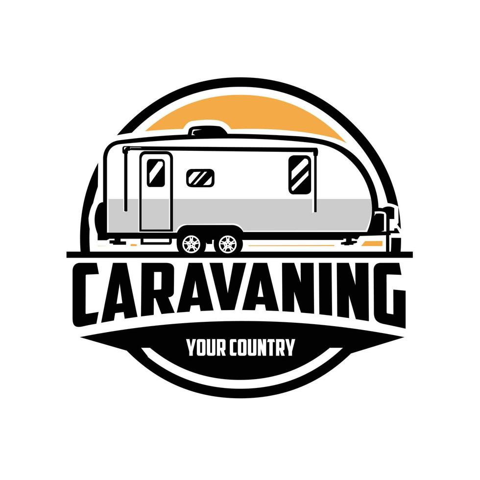 ilustração em vetor logotipo emblema caravanismo premium isolada. melhor para a indústria relacionada com caravanas e campismo