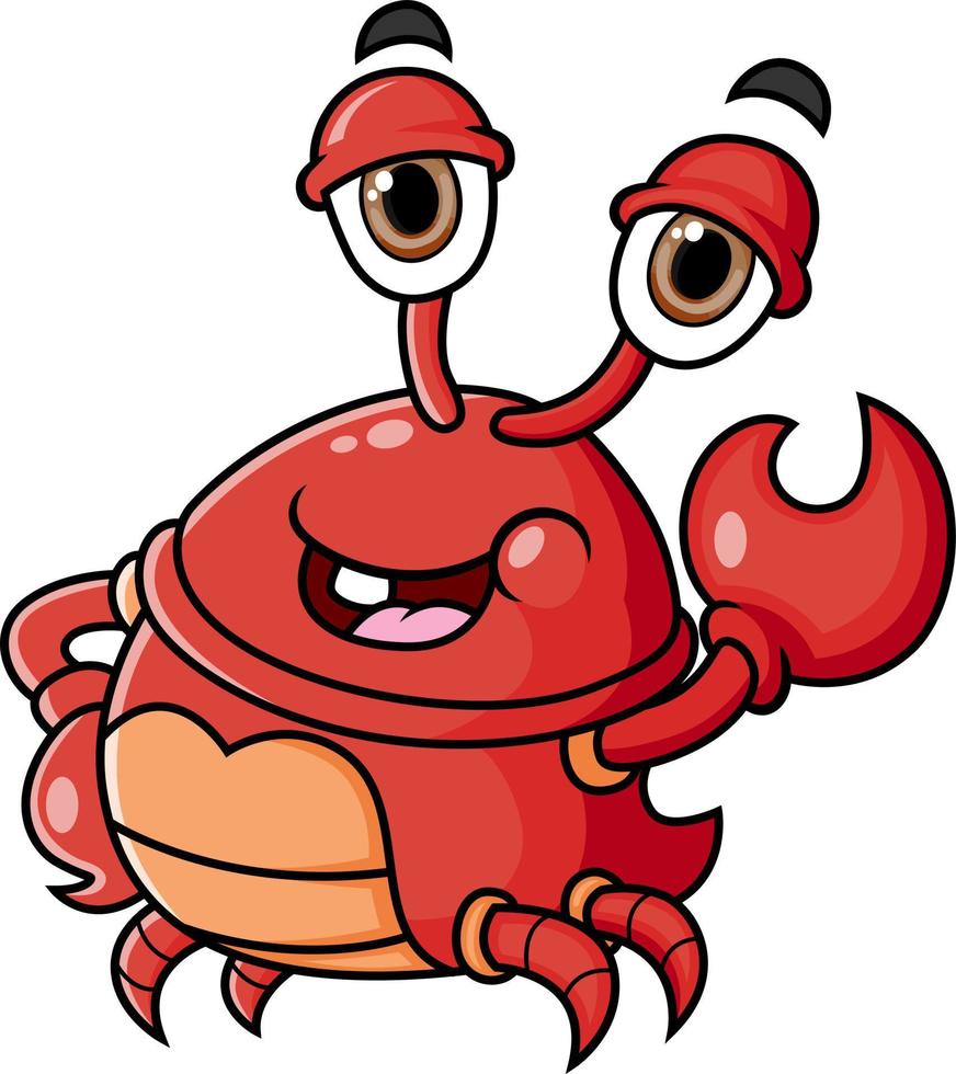 o caranguejo vermelho está acenando com a mão e dando a expressão feliz vetor