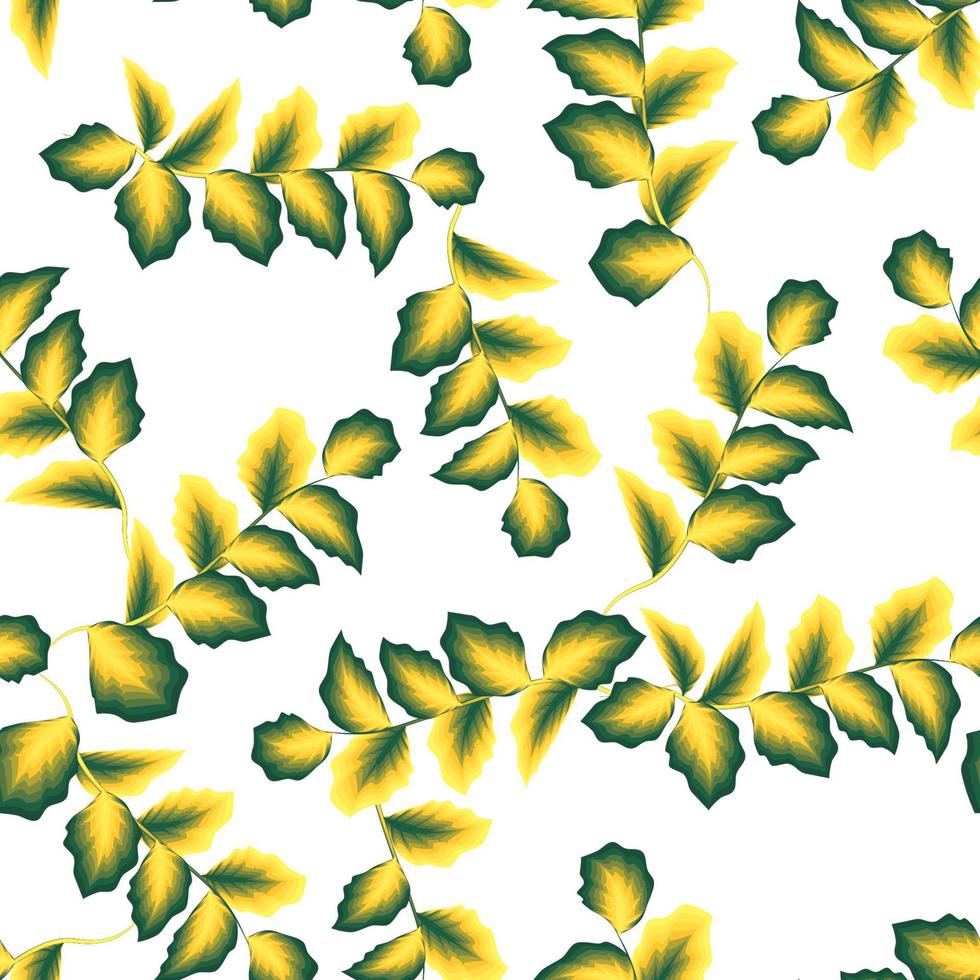amarelo verde deixa plantas tropicais padrão sem emenda. textura de tecido na moda. verão exótico. estampa da selva. papel de parede tropical. papel de parede da natureza vetor
