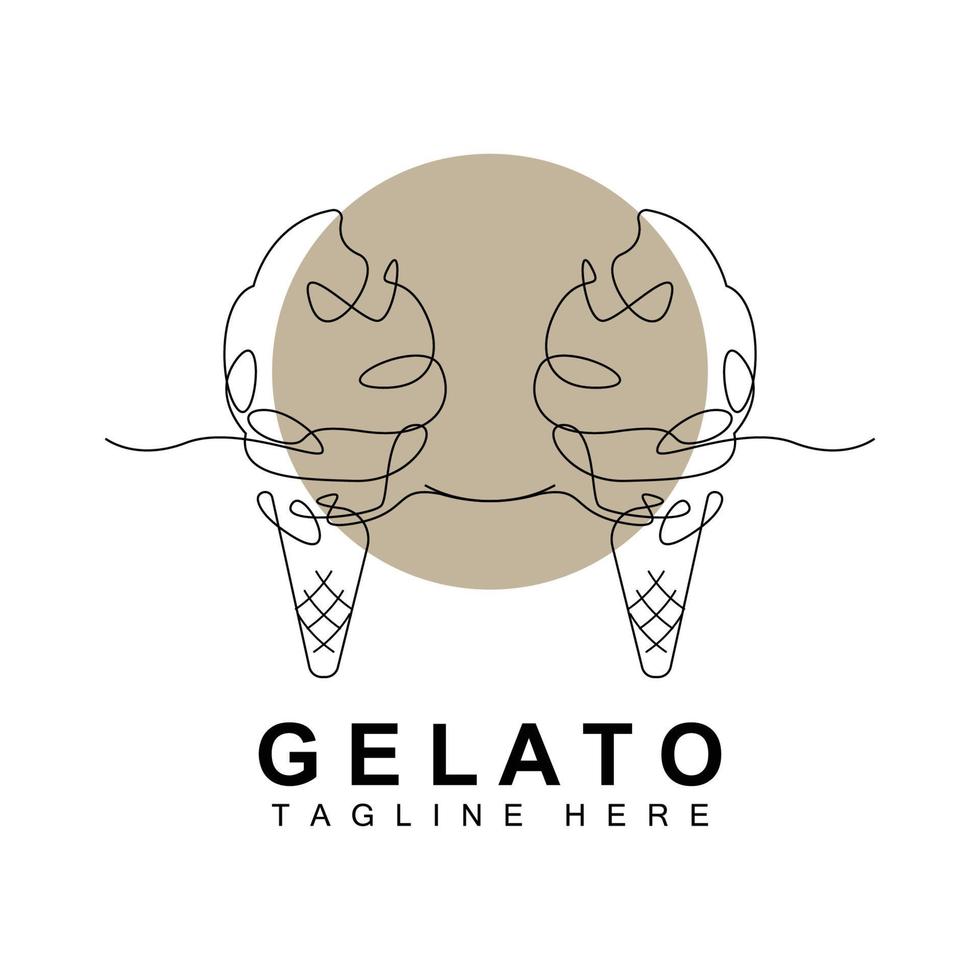 design de logotipo de sorvete gelato, comida doce e fria, produtos da empresa de marca vetorial vetor